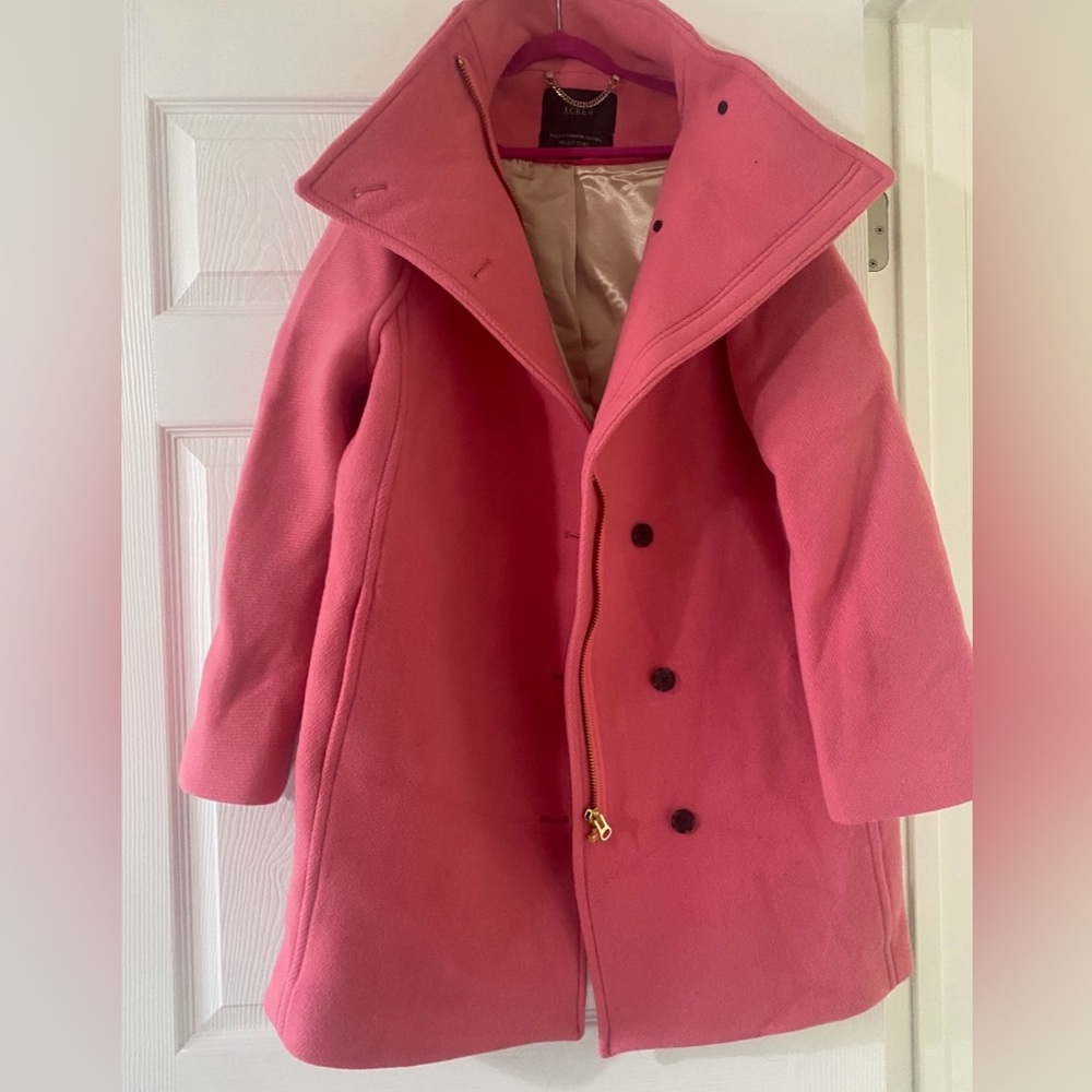 J. Crew Vibrant Pink Pea Coat